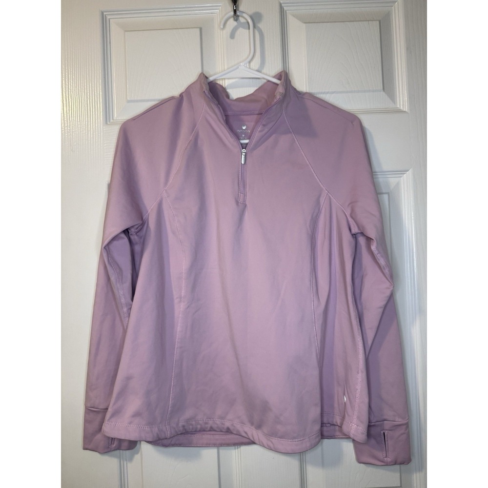 Apana Women's Long Sleeve Athletic Top Purple, Quarter Zip, Size Medium